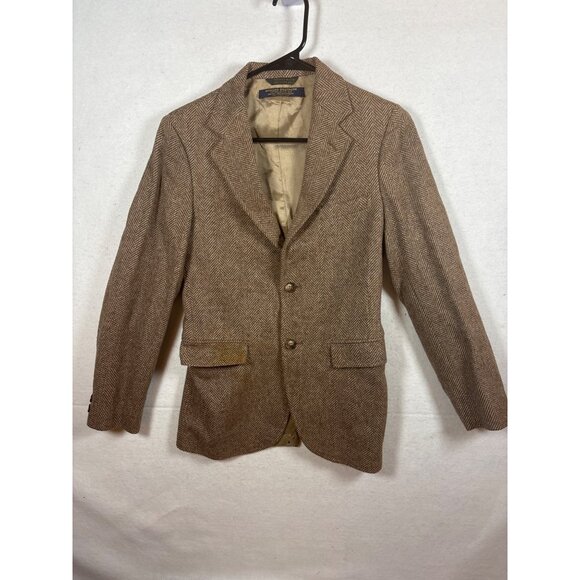 Brooks Brothers Boys Wool Blazer Jacket Brown Herringbone Size 16 slim - Picture 1 of 12